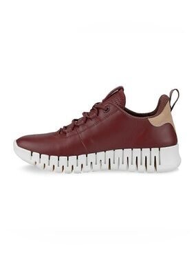 Ecco Gruuv Red Brown Leather Flex Sole Sneakers